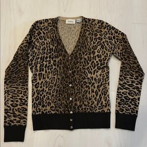 Neiman Marcus Cashmere Animal Print Cashmere Sweater
